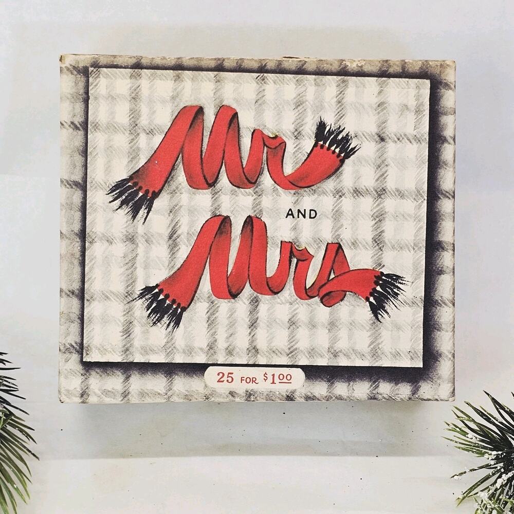 Vintage Hallmark Mr & Mrs Christmas Cards EMPTY BOX,  Once Held 25 Cards For $1